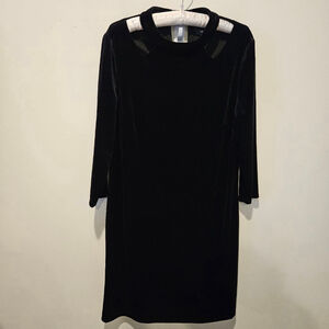 Women's Nine West Black Velvet 3/4 Sleeve Dress Size 16